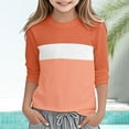 thumbnail image 2 of GYUJNB Girls Long Sleeve Round Neck Color Block Tee Soft Comfortable Casual Top for Toddler Kids Stylish Everyday Wear,Size:5-6 Years, 2 of 5