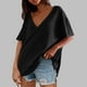 thumbnail image 2 of Top marrón,Blusa tipo túnica de manga corta con cuello en V para mujer, de poliéster, holgada, de color liso, informal, para uso diario, sopatenor, 2 of 9