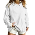 thumbnail image 5 of Lcziwo Womens Peter Pan Collar Sweatshirt Cuffed Long Sleeve Solid Pullover Oversized Casual Fall Winter Outfits White,L, 5 of 8