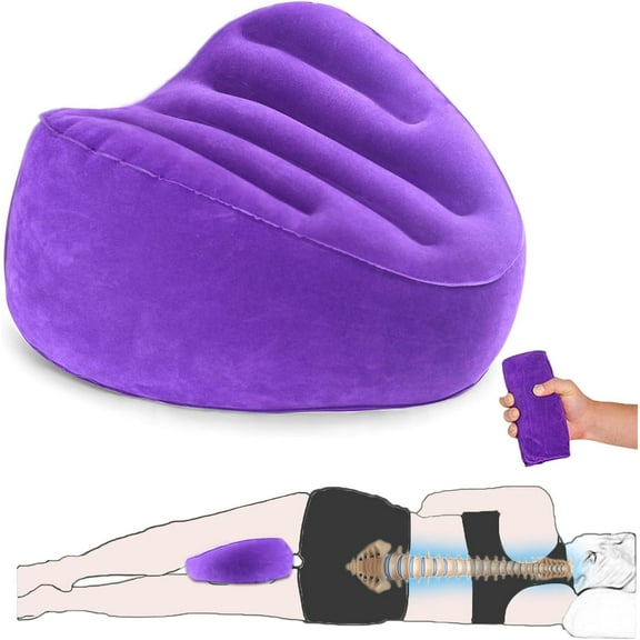 Knee Pillow for Side Sleepers, Leg Pillow for Side Sleeping Velvet Soft Fabric, Inflatable Travel Pillow for Thigh Sleep Support, Side Sleeper Pillow Between Legs for Hip Sciatica Back Pain Relief