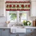 thumbnail image 2 of Christmas Poinsettia Farmhouse Short Window Curtain Valances, Red Flowers Green Leaves Xmas Bells Vintage Rod Pocket Kitchen Valances for Living Room Bedroom Bathroom Cafe 42" x 12", 2 of 8