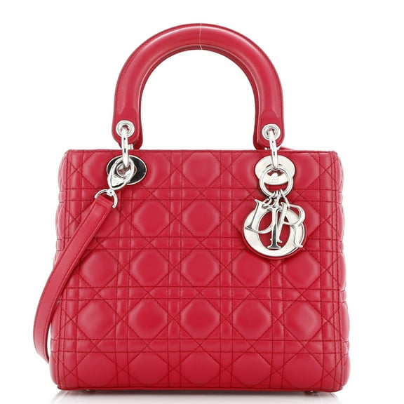 Pre-Owned Lady Dior Bag Cannage Quilt Lambskin Medium By Rebag