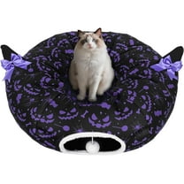 Extra Large Cat Tunnel Bed, 4 Ways Tunnels for Indoor Cats, Multi-cat Family Peekaboo Cave & Cat Bed, Plush Cat Donut with Washable Middle Mat, Exit Balls, Pet Play Toy for Kitten Puppy Rabbit