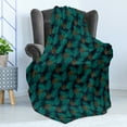 thumbnail image 4 of Tropical Soft Flannel Fleece Throw Blanket, Exotic Illustration with Hawaii Nature Palm Trees and Dots, Cozy Plush for Indoor and Outdoor Use, 70" x 90", Dark Blue Green, by Ambesonne, 4 of 5