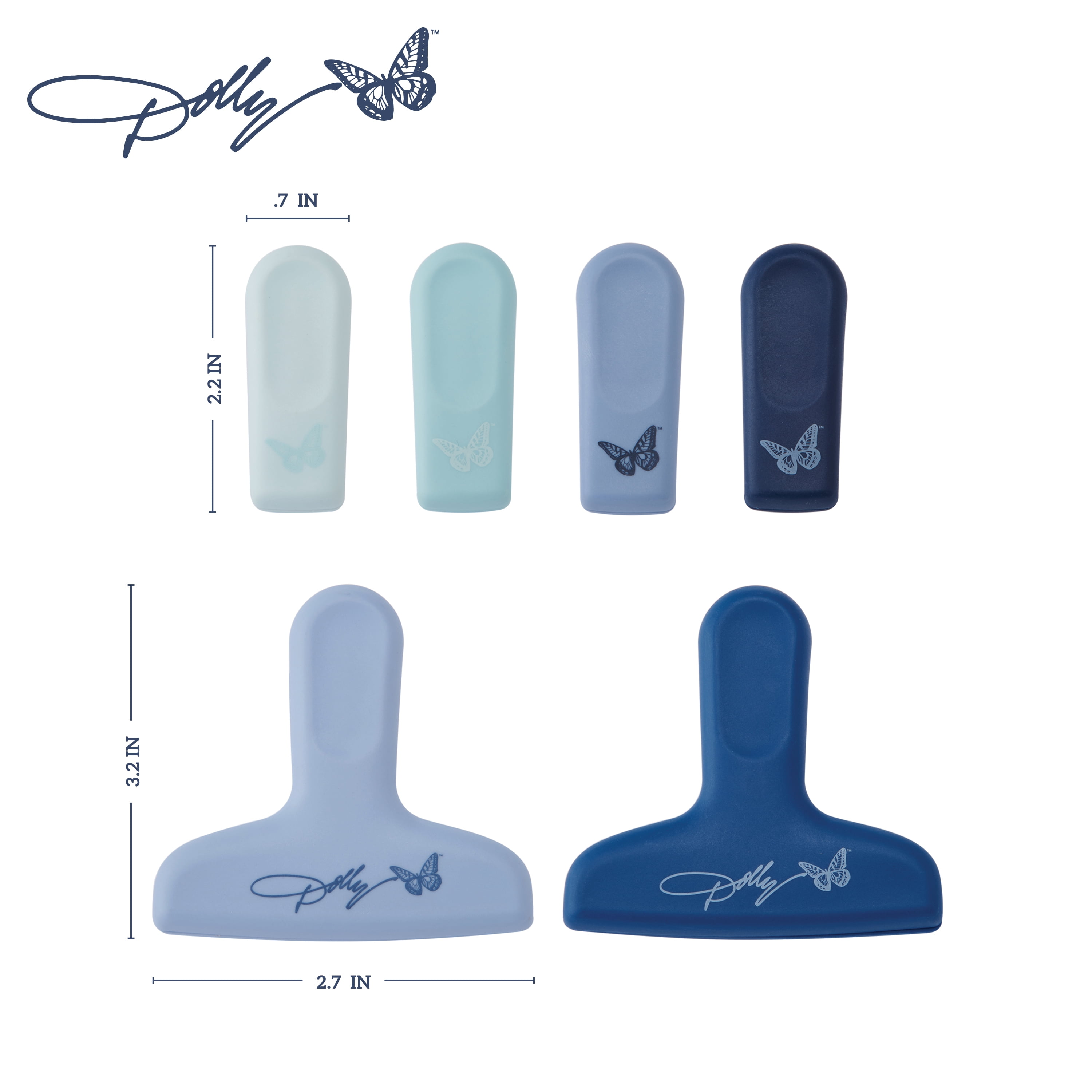 Dolly Parton Set of 6 Bag Clips, Blue