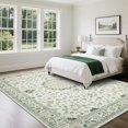 thumbnail image 7 of Washable Rugs 8x10 Area Rugs for Living Room,Modern Abstract Rugs for Bedroom,Large Carpets,Ultra Soft Faux Wool Retro Dining Room Rug,Non Slip&Non-Shedding Low Pile Print Rug- Green-white, 7 of 7
