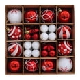 thumbnail image 4 of Adorno de bola navideña, colección de decoración de bolas navideñas, para celebraciones en interiores, colgante irrompible para armario de dormitorio. Rojo Blanco, 4 of 8