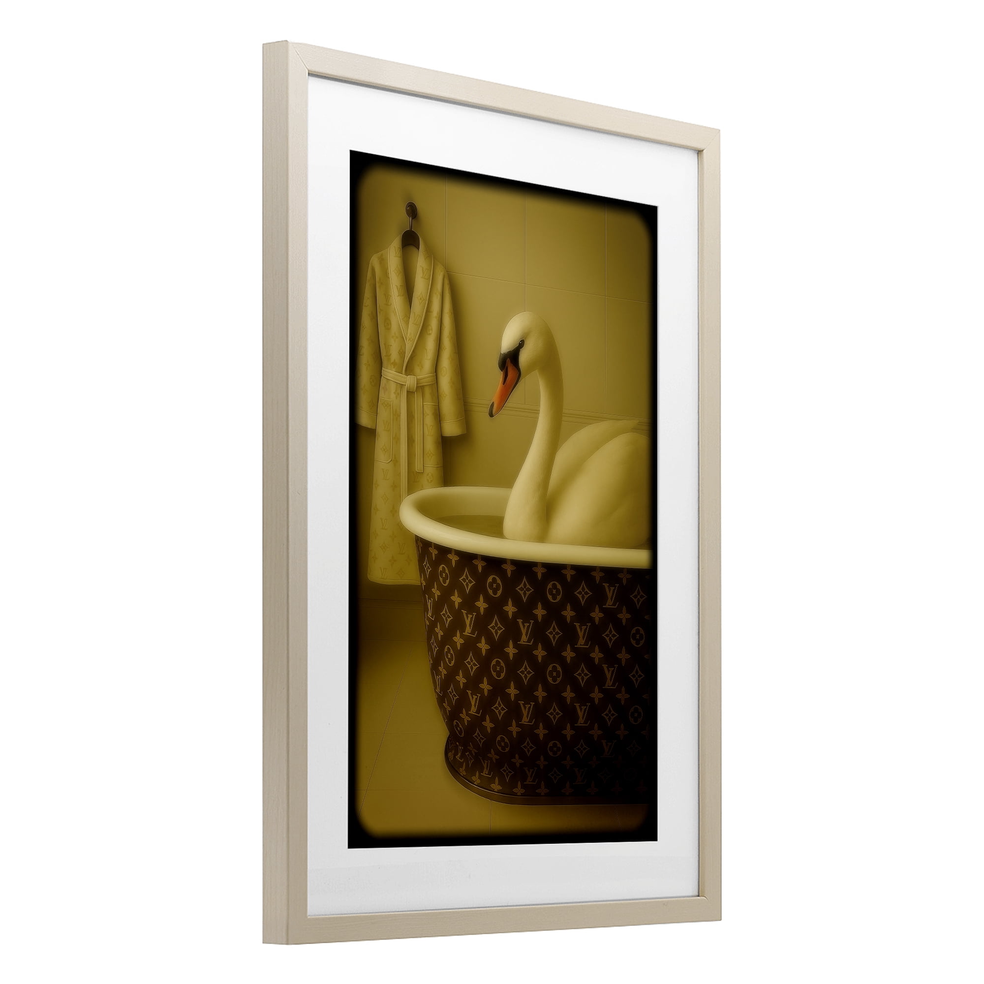 Stupell Industries Couture Swan in Luxury Tub Birch Framed Print Under Glass, design by Grotto Studios