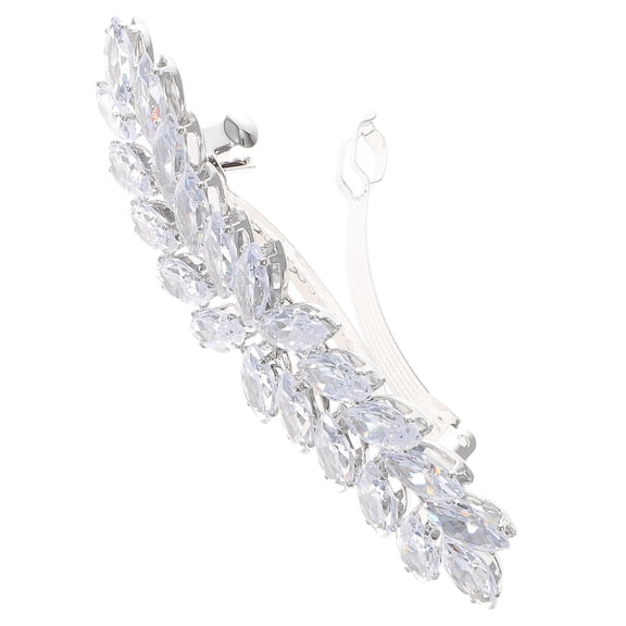 Luxshiny Silver Hair Barrettes with Rhinestone Decoration Elegant Metal Hair Clip for Wedding and Special Events