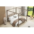 thumbnail image 5 of imerelez King Size Canopy Platform Bed with Headboard and Support Legs, Brown Wash, 5 of 9