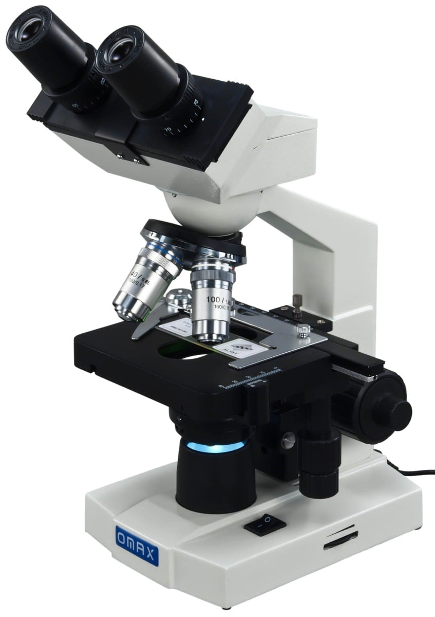 OMAX 40X-1000X Trinocular Compound LED Microscope with Blank Slides and Covers OMAX 40X-1000X Trinocular Compound LED Microscope with Blank Slides and Covers