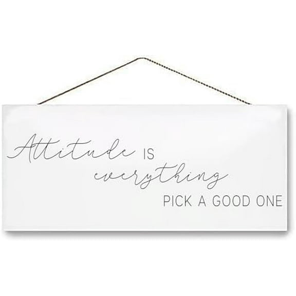 Rustic Wooden Signs Attitude is Everything Distressed Plank Look Black White Sign Wall Art Decor Kitchen Cafe Pub Decor Gift 6x12 INCH