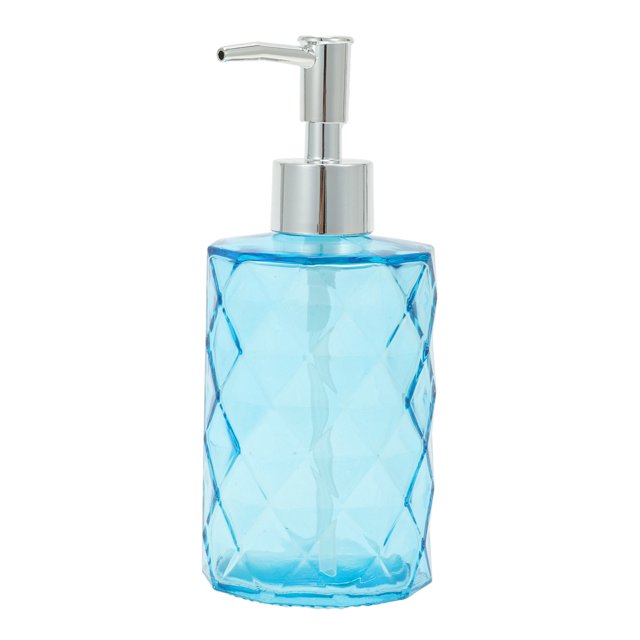 Dispensador de Jabón Duradero en Forma de Diamante 11.16oz Azul Tono Plateado