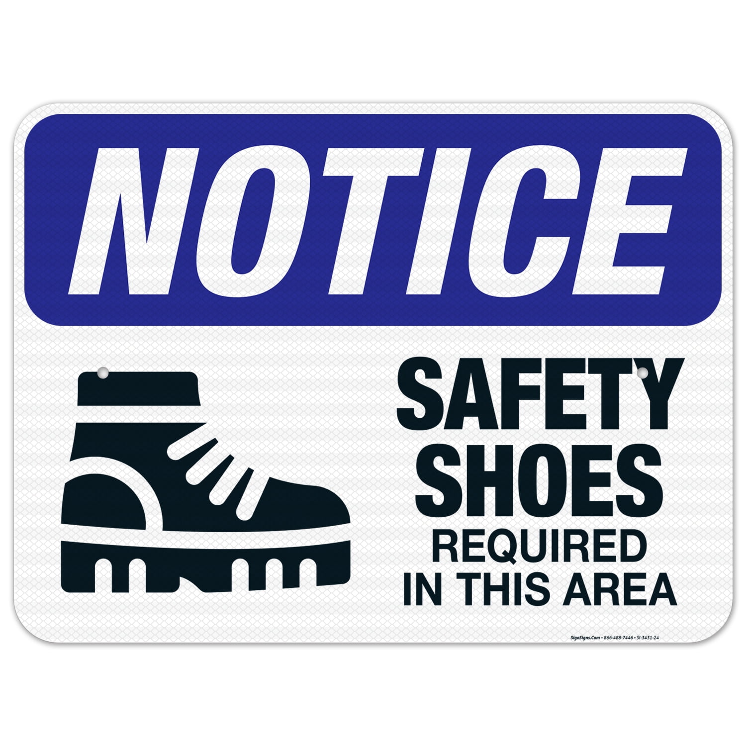 Safety Shoes Required In This Area Sign, OSHA Sign, 18x24 Reflective Aluminum EGP