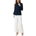 thumbnail image 2 of CAMISA DE CHIFFON CHIC INSPIRADA PARA MUJERES, OFICINA, CUELLO ALTO, MANGA LARGA, BLUSA XL, AZUL OSCURO, 2 of 5