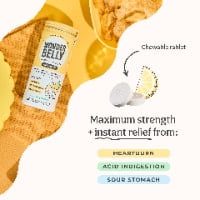 Wonderbelly Antacid Tablets for Heartburn Relief, Lemon Sorbet Flavor, 60 Chewable Tablets