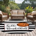 thumbnail image 5 of Hello Basketball Round Living Room Rugs 6 ft, Watercolor Black White Strips Sport Washable Area Rug with Non-Slip Sturdy Edge Binding Round Carpet for Kitchen Office Bedroom, 5 of 9