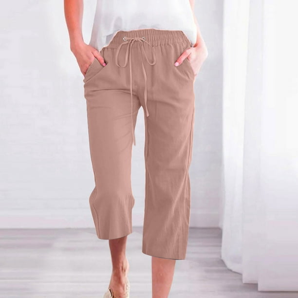 Up to 65% off! Linen Pants Women Summer Fashion Plus Size Casual Solid ...