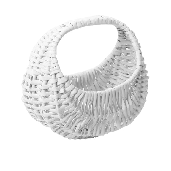 PAMINGONO White Wicker Basket 1-Pack for Flower Arrangements, Rustic Handwoven Storage and Decorative Basket for Home