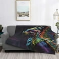 thumbnail image 2 of Zufioo Dragon with Colorful Tail Print Horizontal Flannel Blanket, Anti-wrinkle, Anti-shrinkage, Anti-allergic Plush Blanket, Household Items Suitable for Bedroom-80"x60", 2 of 6
