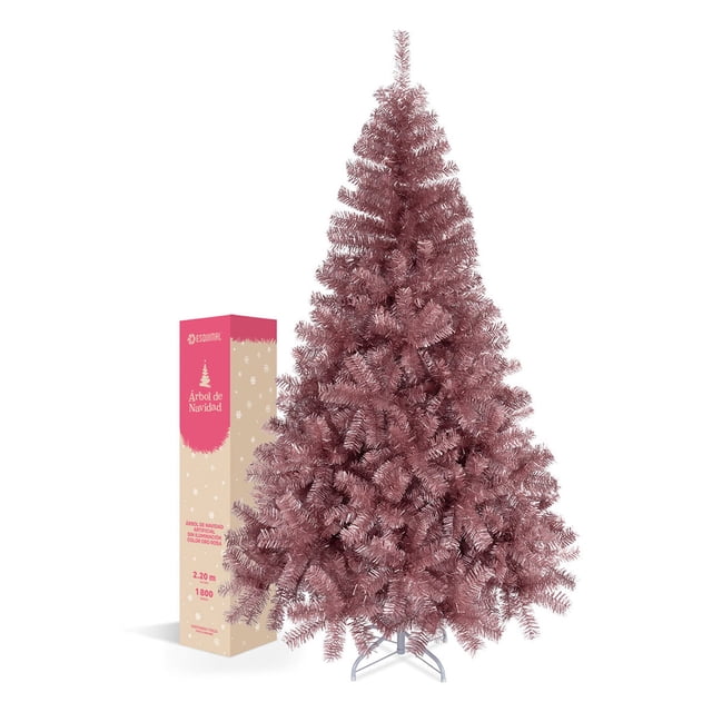 Árbol Navidad Pino Navideño Ramas Métalicas 2.20m Esquimal Color Oro Rosa
