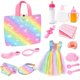thumbnail image 1 of Set de accesorios para muñecas ZEIZHUBN, paquete de 15 unidades con ropa y bolsa, 1 of 7