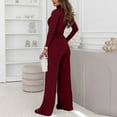 thumbnail image 5 of Women's Two-piece Knitwear Set: Turtleneck Knit Pullover + Wide-leg Trousers, Elegant and Cozy for Winter Fashion and Daily Use,Wine,2XL, 5 of 5