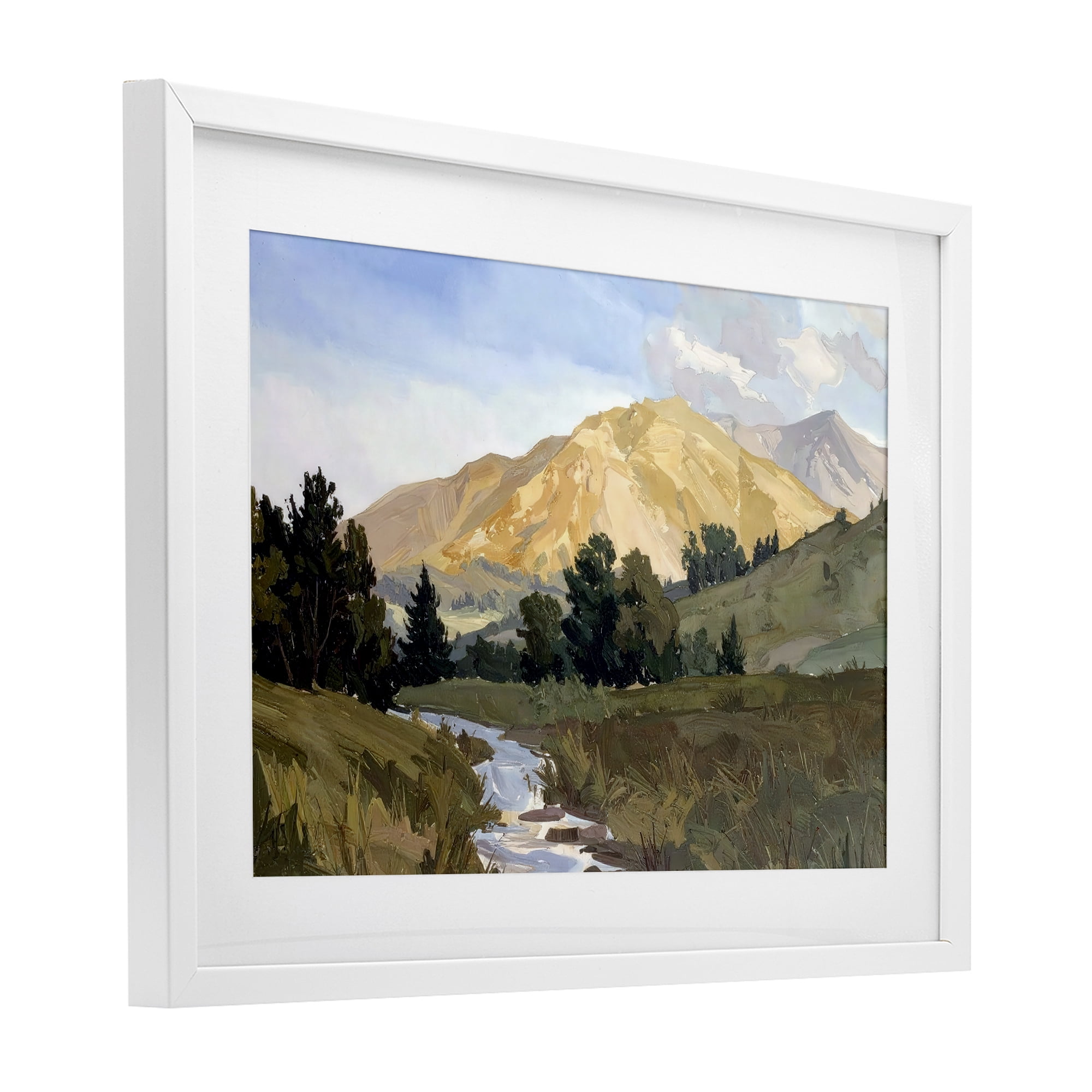 Stupell Industries Mountain Divide Valley White Framed Print Under Glass, design by Alonza Saunders