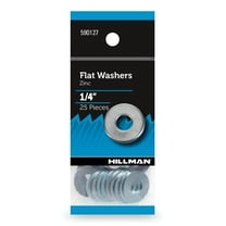 Hillman Flat Washers, 1/4", Steel, Zinc Finish, USS Washers, Silver, 25 pack