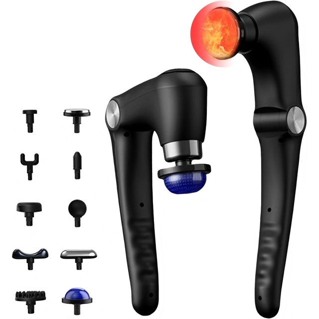 Massage Gun with Heat, Deep Tissue Massager with 10 Heads - Professional Back & Shoulder Pain Relief - Electric Muscle Recovery Device for Athletes & Home Use