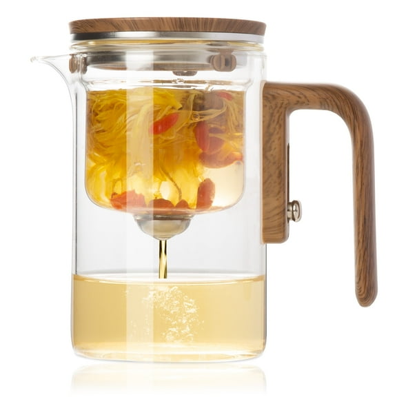 Enchanti Tea Pot, 600ML Witchcraft Magic Glass Teapot with Infuser Strainer and Lid for Loose Leaf Tea Herbal, Magnetic Water Separation Tea Maker Kettle Clear Enchantipot