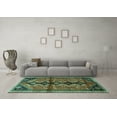 thumbnail image 3 of Ahgly Company Machine Washable Indoor Square Persian Turquoise Blue Traditional Area Rugs, 3' Square, 3 of 4