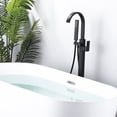 thumbnail image 5 of Wowow Waterfall Single-Handle Freestanding Tub Faucet with Handshower, Floor Mounted Tub Filler Faucet in Matte Black, 5 of 7
