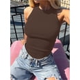 thumbnail image 5 of ANRABESS Racerback Tank Tops for Women Ribbed High Neck Tank 2026 Summer Sleeveless Shirts Slim Fitted Basic Tees Casual Workout Tops Coffee XXL, 5 of 10