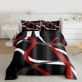 thumbnail image 2 of Homewish Geometric Waves Striped Bedding Comforter Set,Modern Minimalist Lines Twin Comforter Sets,Gray White Red Bedding Set For Girls Kids,Luxury Bedroom Decor Reversible,2 Pieces, 2 of 8