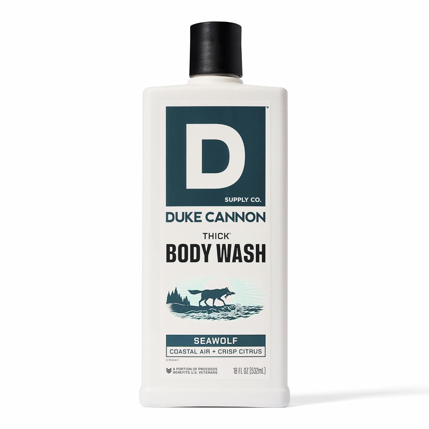(6 pack) Duke Cannon Supply Co. Thick High Viscosity Body Wash – 3X Thicker, Plant-Based, Mineral-Enriched for Men – Shower Gel – Men’s Body Scrub – Seawolf (18 oz)