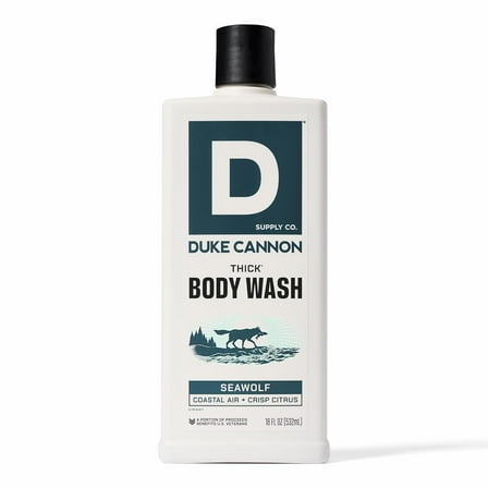 Duke Cannon Supply Co. Thick High Viscosity Body Wash – 3X Thicker, Plant-Based, Mineral-Enriched for Men – Shower Gel – Men’s Body Scrub – Seawolf (18 oz)