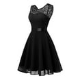 thumbnail image 5 of ClodeEU Women Vintage Princess Floral Lace Cocktail O-Neck Party Bridesmaid Dress Black 4(S), 5 of 6