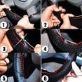 thumbnail image 4 of Hand Sewing Steering Wheel Cover Microfiber Leather Sweat-absorbent Breathable Car Steering Wheel Cover black 38cm, 4 of 7
