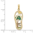 thumbnail image 3 of FB Jewels 14K Yellow Gold Palm Tree Flip-Flop with Enamel Cut out Pendant, 3 of 4
