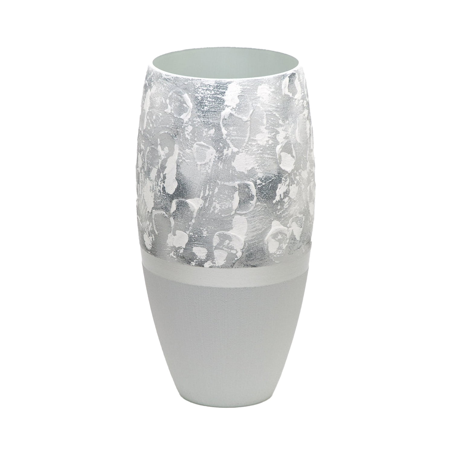 Zawadee Handpainted Glass Vase Grey and White Textured Design Decorative Vase Home Decor