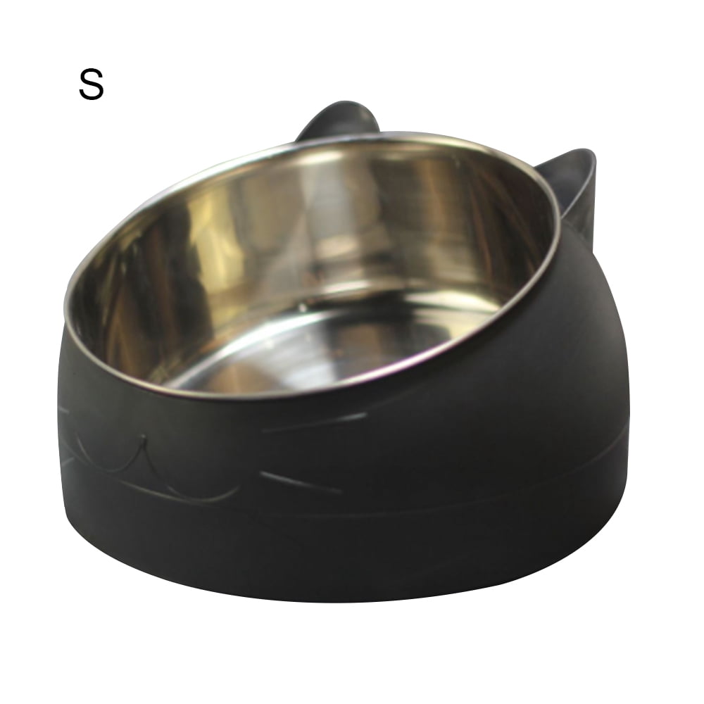 15 Degree Tilted Pet Cat Bowl Stainless Steel Puppy Cats Food Drink