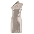 thumbnail image 5 of DHFJKG Women's Sparkly Glitter Dress One-Shoulder PU Leather Bodycon Party Night Club Mini Dresses Carnival Going Out Versatile Dresses, 5 of 6