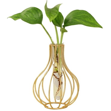 Desktop Ornaments 1 Pcs Metal Flower Vases Small Desk Decor For Floral Arrangements Glass Test Tube Vases - Elegant And Modern Design For Home Wedding And Office Centerpieces Christmas Birthday Gifts