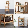 thumbnail image 7 of 3-Tiers Ladder Bookshelf, Solid Oak Wood Ladder Shelf, Floor Bookcase, Side Table for Living Room, Storage Open Shelf for Kitchen, Bathroom, 7 of 7