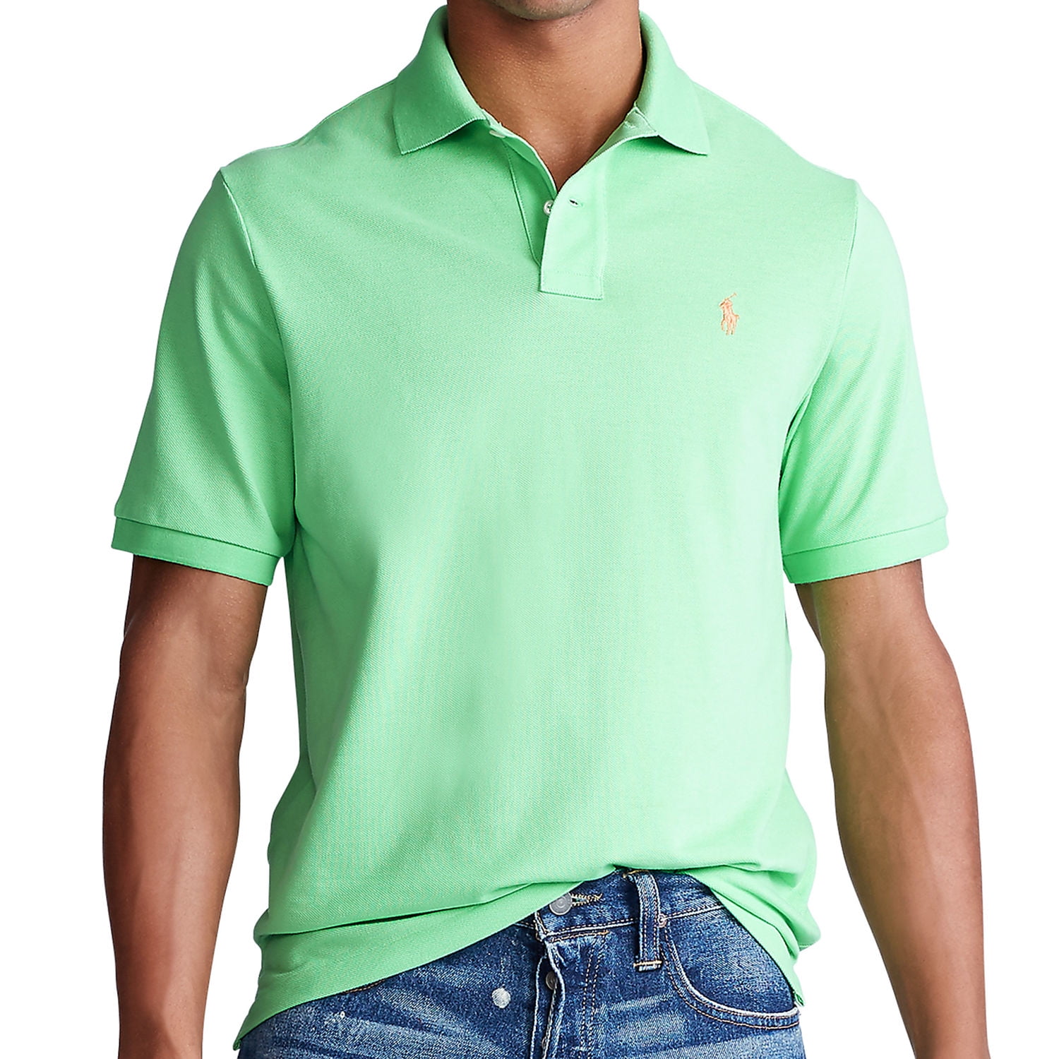 Polo Ralph Lauren Mens Classic Fit Mesh Polo Shirt (XSmall, New Lime Green)  