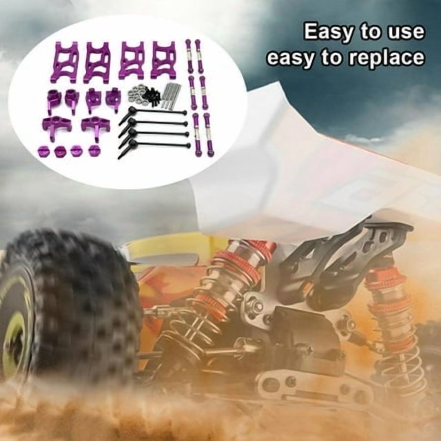 RC Car Rear Swing Arms Replacement for 144010 Steering Cups Wheel Cup Automobile Bearing Repairing Set Replacement for WLtoys 144010 144001 144002 Purple