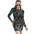 thumbnail image 1 of Robe Indienne à Carreaux Automne Hiver Col Rond Manches Longues Nouvelle Mode Robe Ample Indienne pour Femmes, 1 of 5