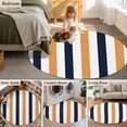 thumbnail image 6 of Burnt Orange Navy Blue Striped Large Area Rugs for Bedroom Living Room, Soft Non Slip Carpet Bedside Rug, Farmhouse Stripe Art Round Floor Cover Kitchen Accent Rug 3.3' for Dining Room/Office, 6 of 9
