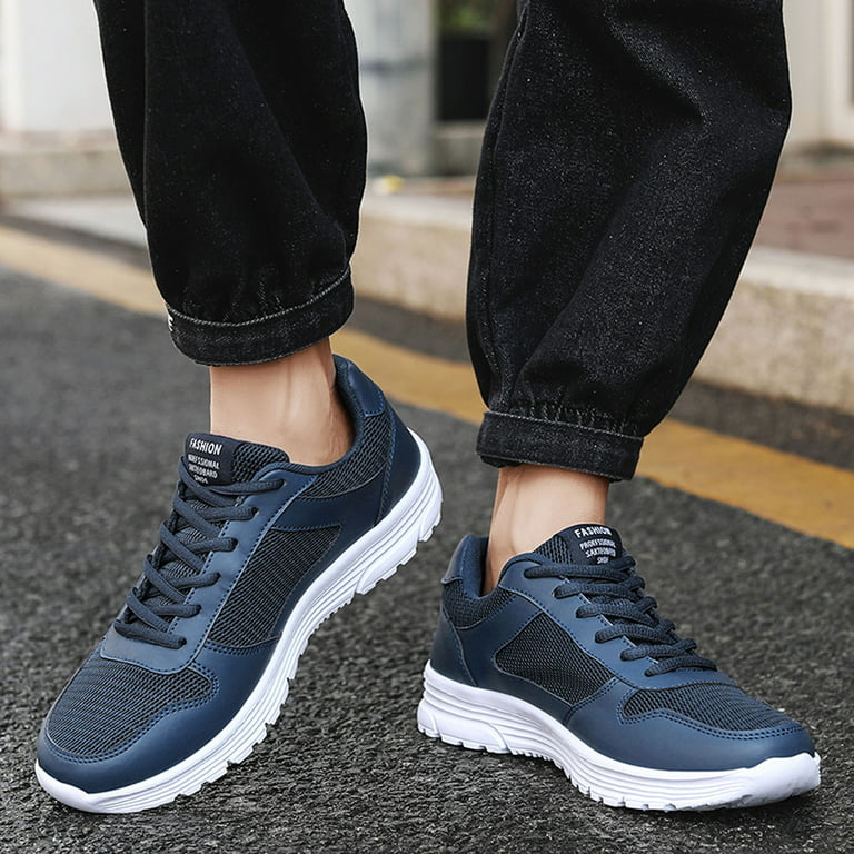 PEASKJP Mens Dress Shoes Men Outdoor Soft Lightweight Non Slip Sneaker  Outdoor Running Shoes Blue 10